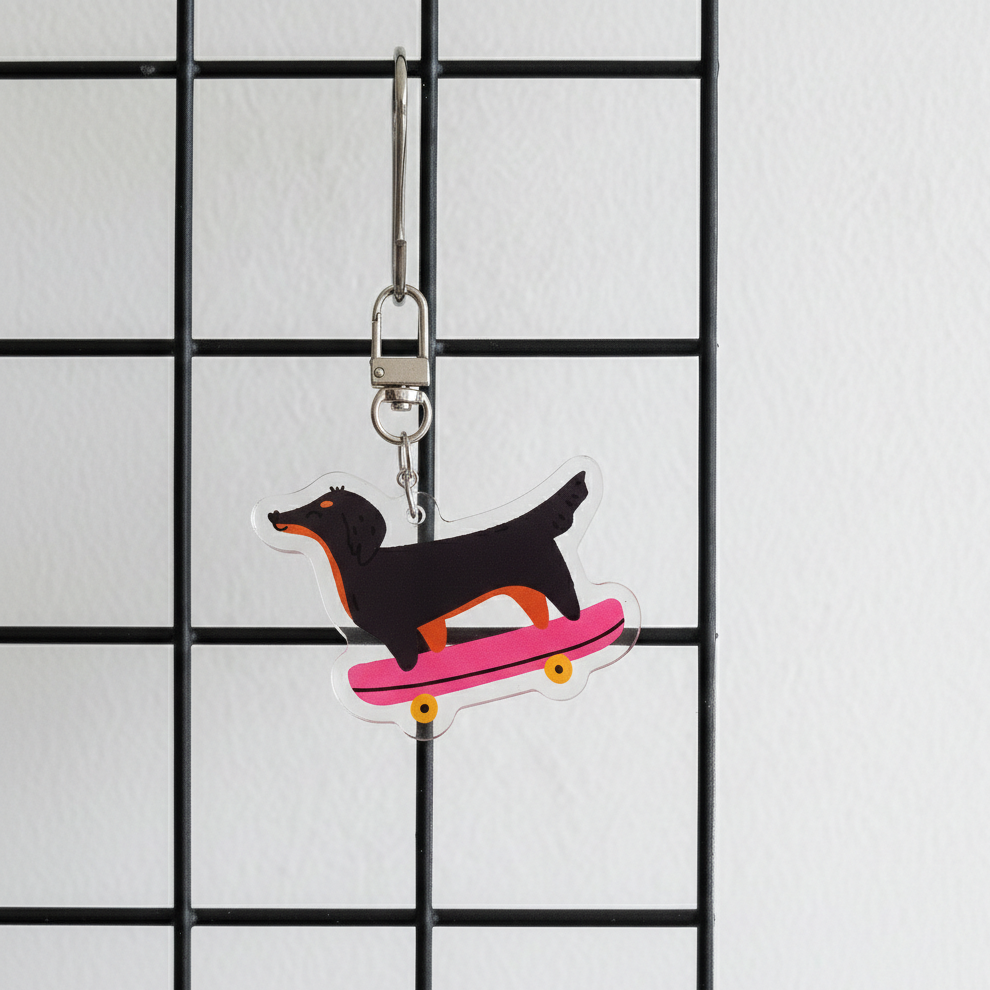 Porte-clés – Teckel skateur