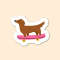 Sticker - Teckel skateur feu
