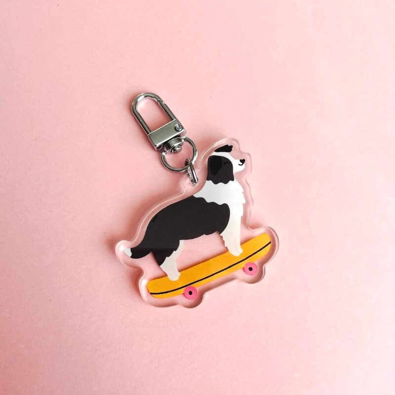Porte-clés - Border Collie Skateur