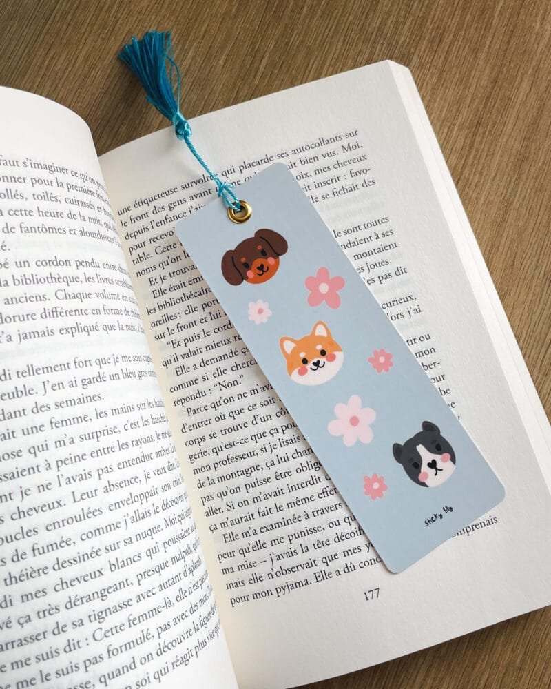 Marque-pages - Dogs and flowers