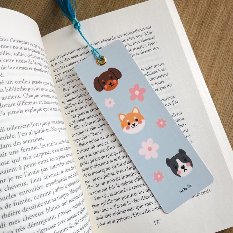 Marque-pages - Dogs and flowers